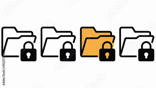 Folder with padlocks white orange folders security