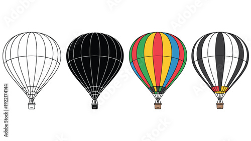 Hot air balloons in different colors and patterns colorful striped
