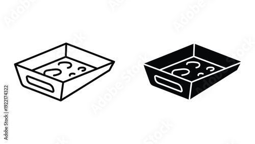 Simple line drawing of two empty trays
