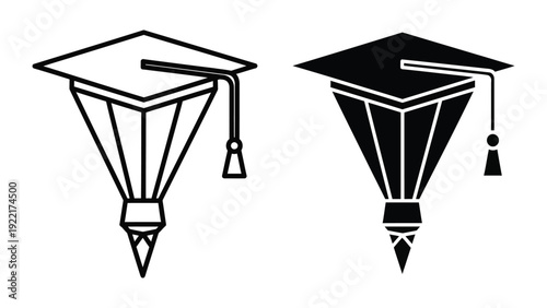 Graduation cap icon set