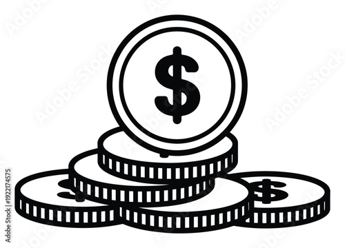 Stack of Dollar Coins with Dollar Sign