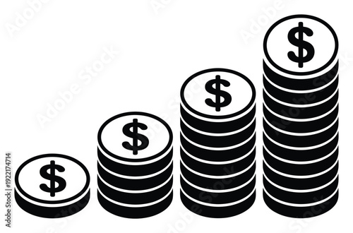 Stacks of US Dollar Coins Showing Financial Growth and Increase