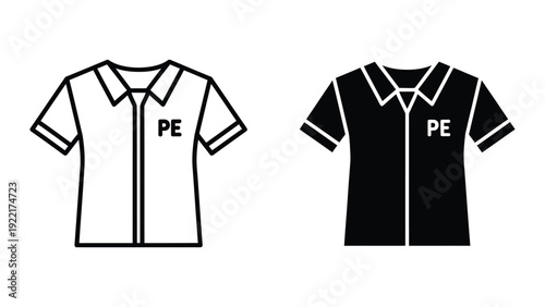 Black and white PE shirts illustration