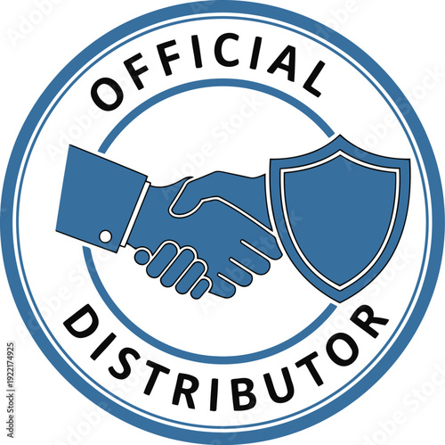 Official Distributor Logo with Handshake and Shield Symbolizing Trust and Partnership