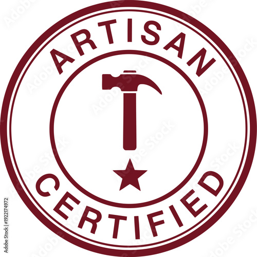 Artisan Certified Logo Design Featuring Hammer and Star Emblem