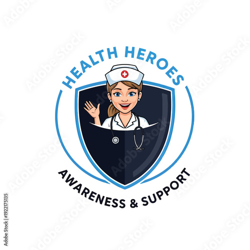 Health Heroes Nurse inside Shield Logo