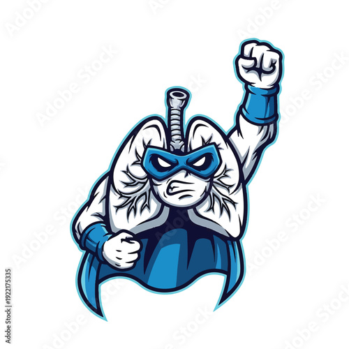 Superhero Lung Power Mascot Figurine with Mask and Cape