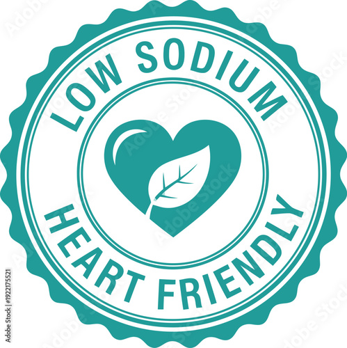 Low Sodium Heart Friendly Badge for Healthy Food Products and Nutrition Labels