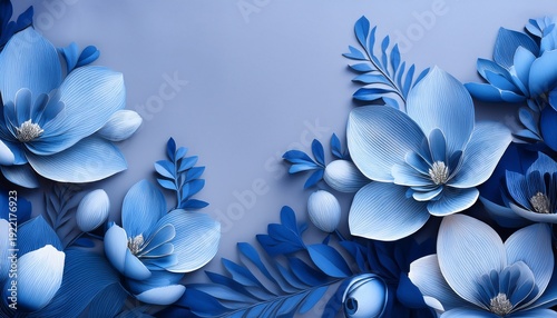 Elegant Blue Floral Botanical Background