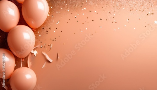Soft Peach Balloons And Confetti Border On A Warm Peach Background