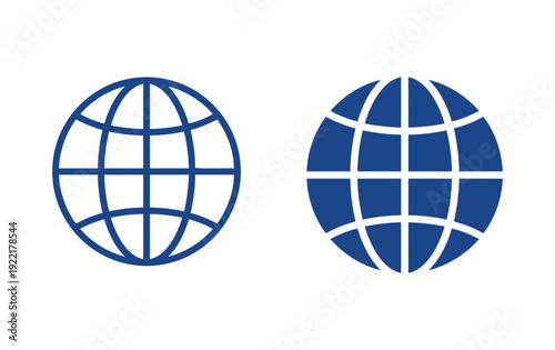 Globe grid earth icons representing global network and international business