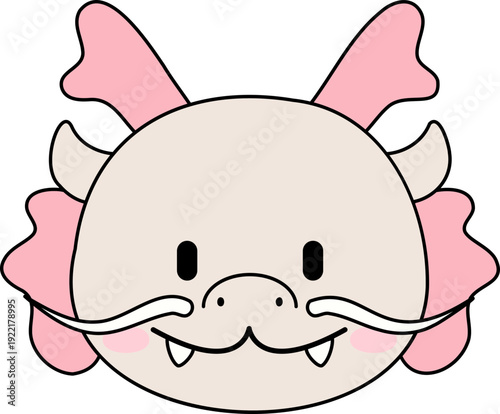 십이지 십이지신 12 동물 핑크와 아이보리 색상의 귀여운 캐릭터 용의 얼굴