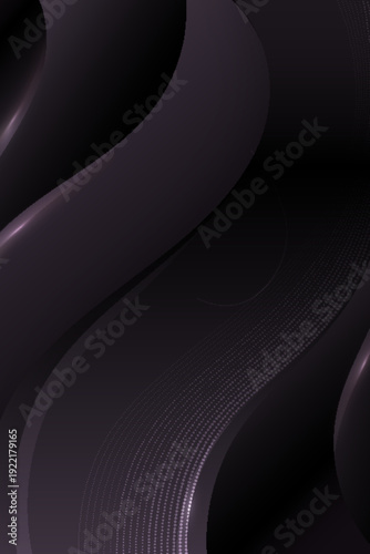ダークトーンの流線型レイヤーと微細ドットテクスチャが生み出す高級感ある近未来抽象背景、テクノロジー・ラグジュアリー・プレゼン用途に最適なスタイリッシュデザイン素材
