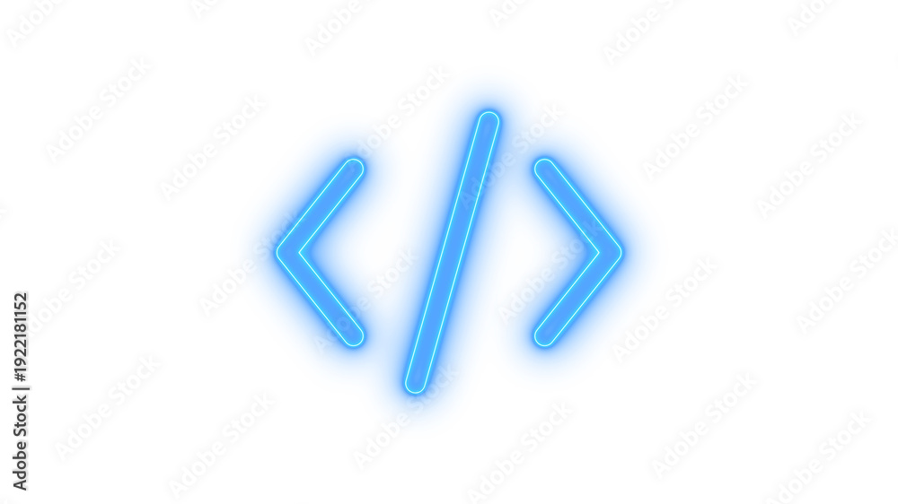 Obraz premium Glowing neon code tags icon isolated on transparent background. Programming symbol. Web development. Markup language. Scripting element. UI.