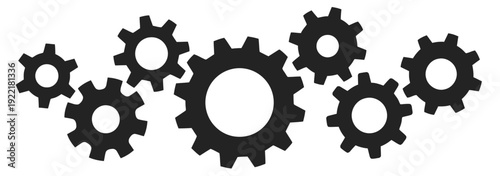 Group of interlocking gears and cogs for mechanical concept