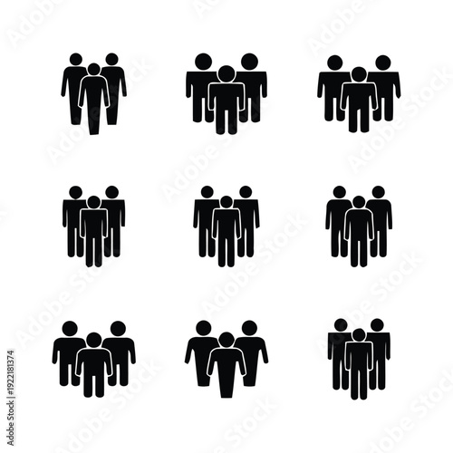 Group of nine people icons in a grid layout