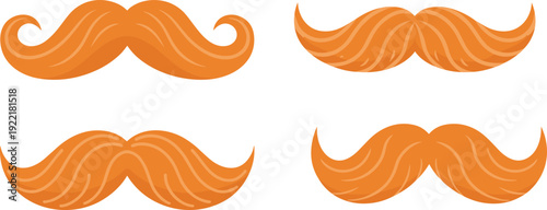 Irish leprechaun mustache set, ginger beard cartoon styles, St Patrick Day festive vector illustration collection