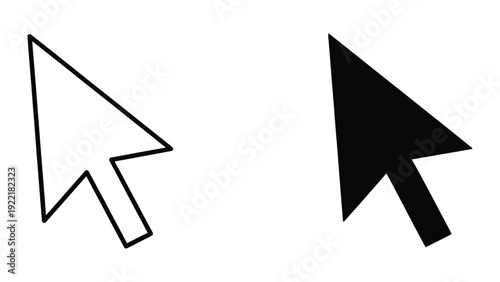 Minimalist Mouse Cursor Pointer Icon - Flat Black and White Vector for UI and Navigation