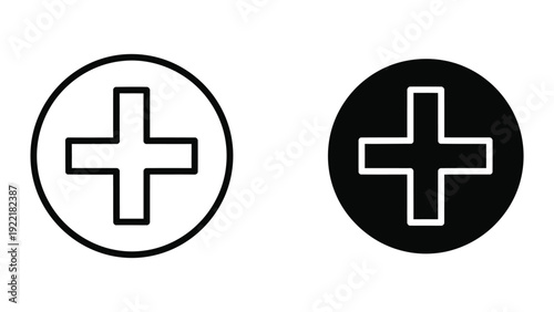 Plus Sign in Circle Vector Icon for Add, Zoom, and Medical Symbols