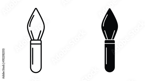 Art Paint Brush Tool Icon Set - Outline and Solid Creativity Symbol