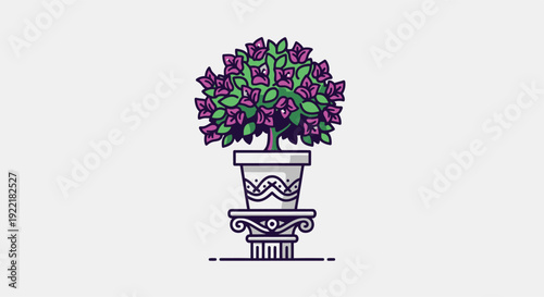 Potted flowering plant on decorative pedestal