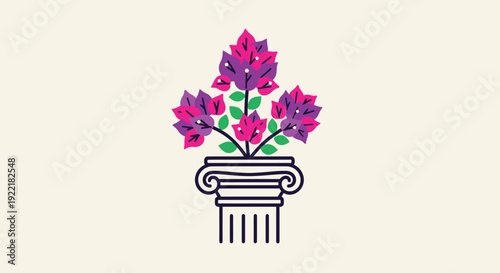 Flowers in an Ionic column planter