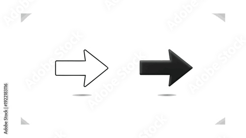 Rightward pointing arrow icons, outlined and solid black for web navigation