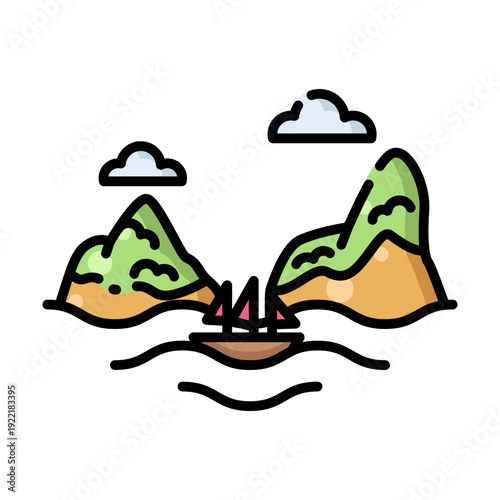 Ha Long Bay Vietnam Landmark Icon Vector Illustration