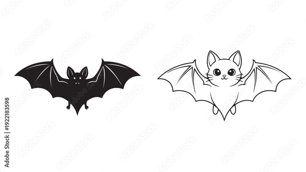 Fototapeta premium Cute cartoon bats: silhouette and whimsical design