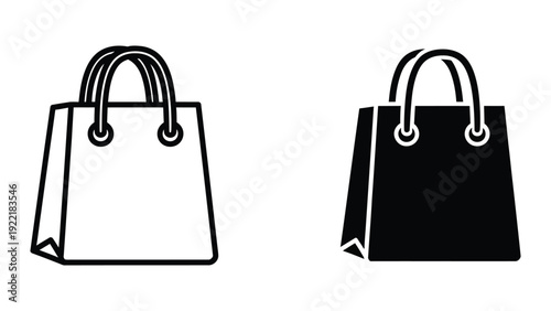 Shopping Bag Icons: Outline and Filled Symbols for Retail and Commerce