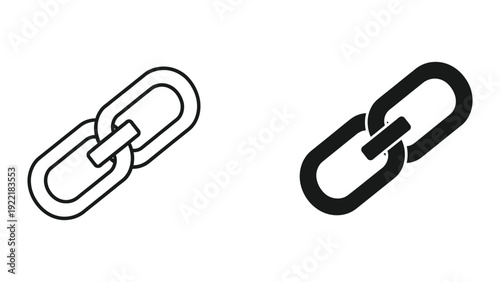 Interconnected chain links icon symbolizing connection, unity, and strength in digital and physical concepts.