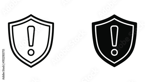 Shield with exclamation mark icon representing security alert, warning, and protection status.