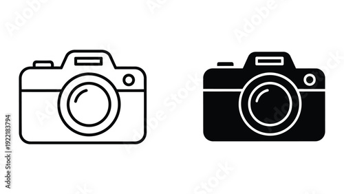 Modern DSLR Camera and Digital Photography Icons