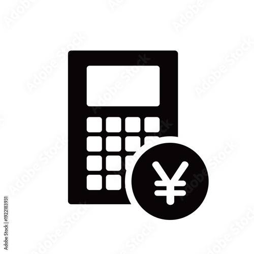 アイコン | 電卓と円マークのコインのフラットデザイン | 計算や会計・家計イメージのベクター素材