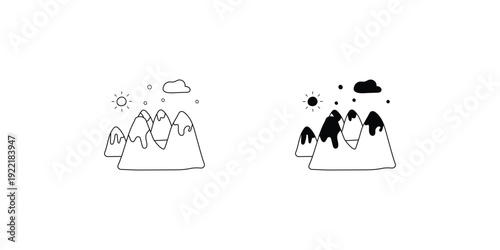 Mountain set icon with white background vector stock illustration