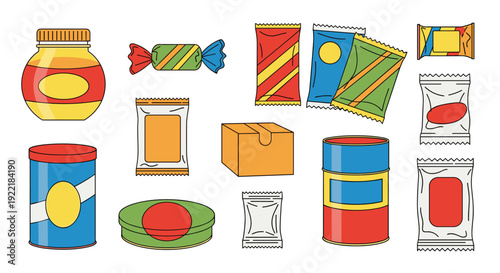 A colorful vector illustration of various candies and sweets