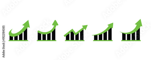 Growth chart icons showing positive financial trends and progress