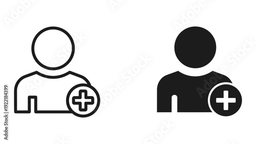 Add User Account Icon - New Contact or Create Profile Vector Graphic