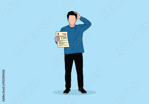 Shocked Man Holding Expensive Bill or Invoice