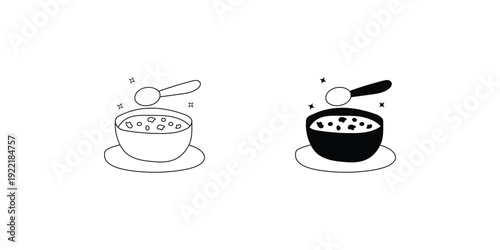Soup  set icon with white background vector stock illustration