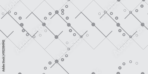 Abstract gray geometric network background with circles and grid lines