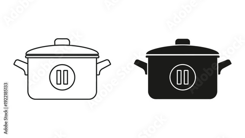 Cooking Pot with Pause Icon for Kitchen Timer and Food Prep