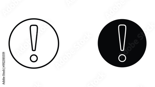 Important Exclamation Mark Icon - Outline and Filled Warning Symbol for Alerts and Danger