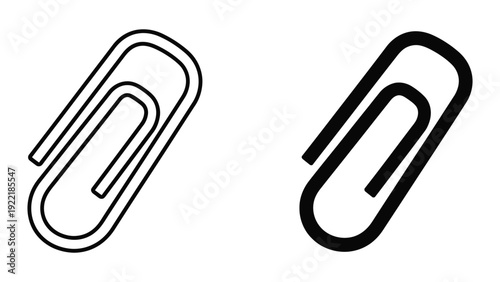 Classic Paperclip Icon - Outline and Filled Styles for Office and Document Designs