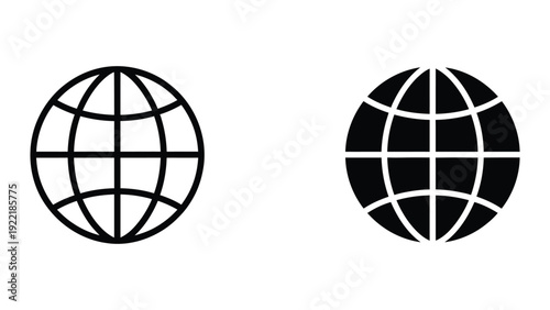 Abstract Globe Grid Icon Vector Illustration - World Sphere Symbol in Minimalist Design