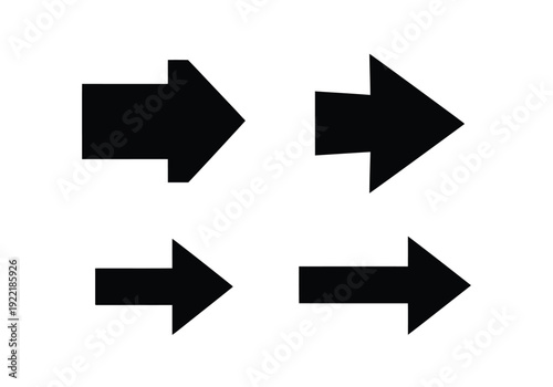 Arrow icons different sizes collection direction symbols simple shapes vector