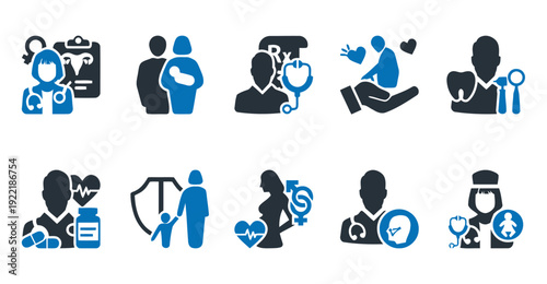 Healthcare and medical icons set for doctors, patients, and health services