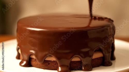 Chocolate Ganache Being Poured on Dessert Mid Shot Sweet Treat