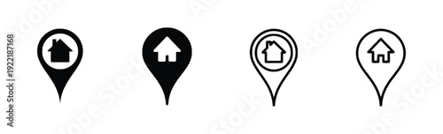 House location pin icons collection for real estate maps and home addresses