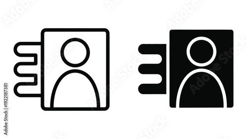 Contact Book Icon Set, Outline and Silhouette